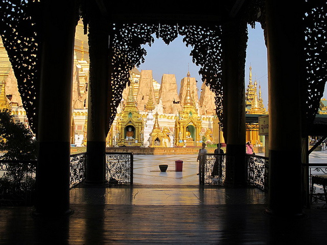 Shwedagon Pagoda from inside