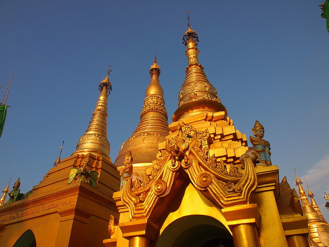 Shwedagon Pagoda towers